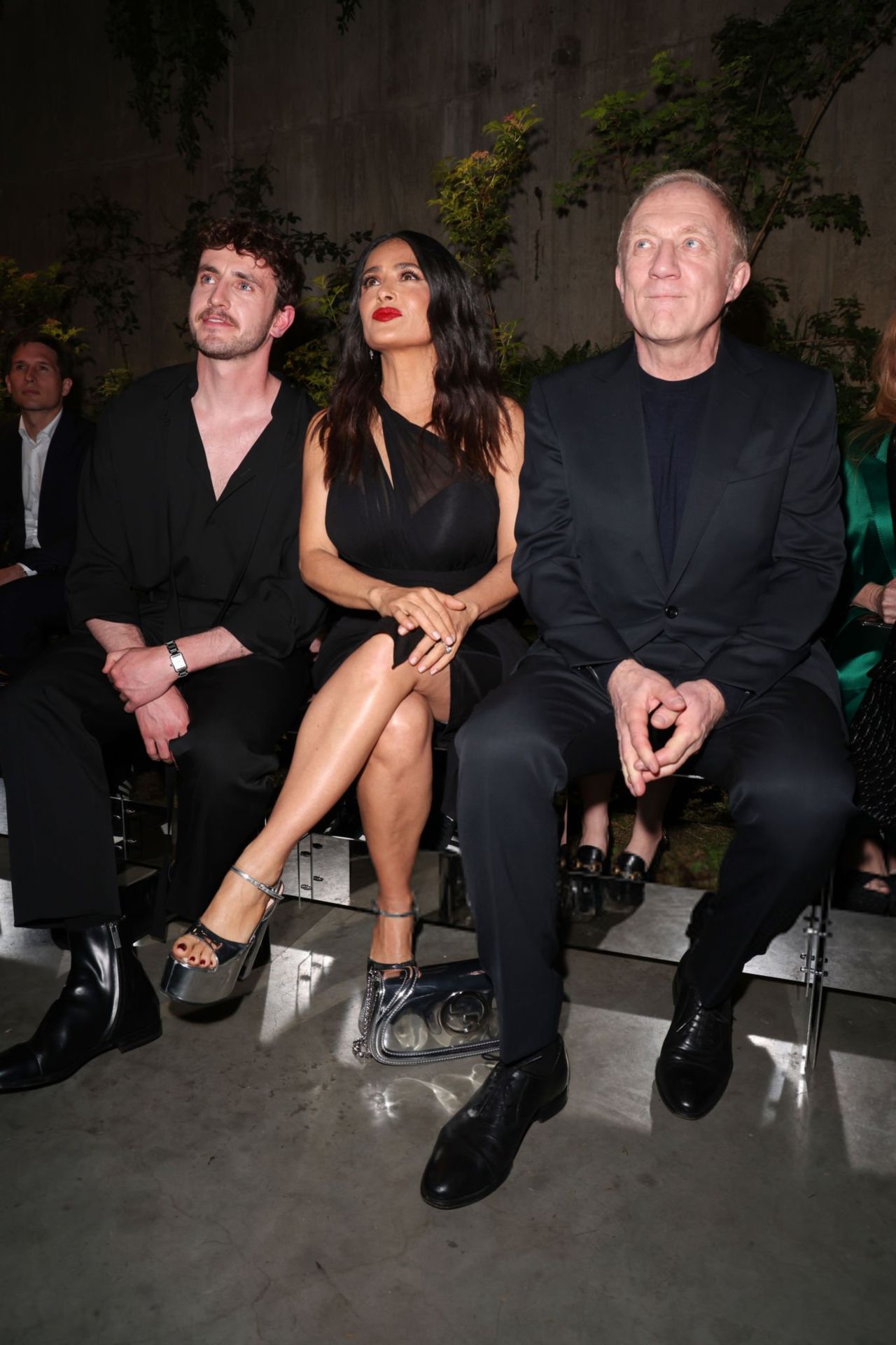 Salma Hayek Dazzles in Elegant Black Dress at Gucci Cruise 2025 Show in