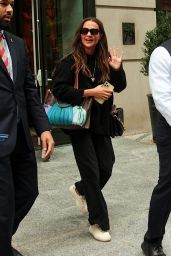 Alicia Vikander in a Black Outfit With two Louis Vuitton Bags in New York