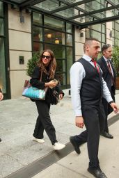 Alicia Vikander in a Black Outfit With two Louis Vuitton Bags in New York