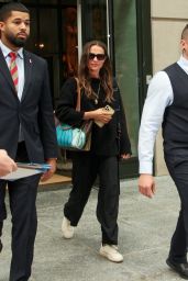 Alicia Vikander in a Black Outfit With two Louis Vuitton Bags in New York