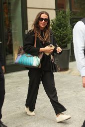 Alicia Vikander in a Black Outfit With two Louis Vuitton Bags in New York