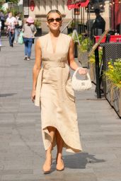 Ashley Roberts Wearing a Beige Dress in London 06-03-2024
