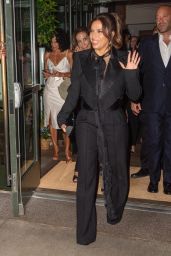Eva Longoria in an All-black Ensemble Featuring a Cropped Blazer and Matching Slacks at "Land of Women" Screening in New York