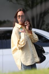 Ines de Ramon in a Yellow Buttoned Up Dress Shirt and Blue Jeans in Los Angeles 06-05-2024