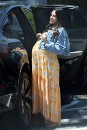 Jenna Dewan in a Bright Yellow Dress and Denim Jacket in Los Angeles 05-31-2024