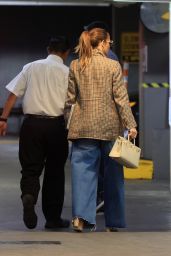Jennifer Lopez in a Plaid Blazer and Wide Jeans Arriving to Her Office 06-05-2024