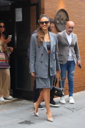 Jessica Alba in a Grey Shorts Suit in New York 06-06-2024