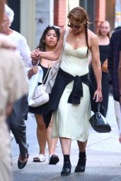 Katie Holmes With Her Mother Kathleen A. Stothers-Holmes and Her Friend Michael Fitzgerald at Sant Ambroeus Restaurant in New York 06-04-2024