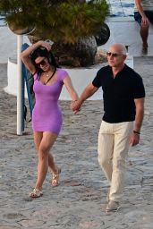 Lauren Sanchez in a Tight Purple Dress With Fiancée Jeff Bezos 06-14-2024