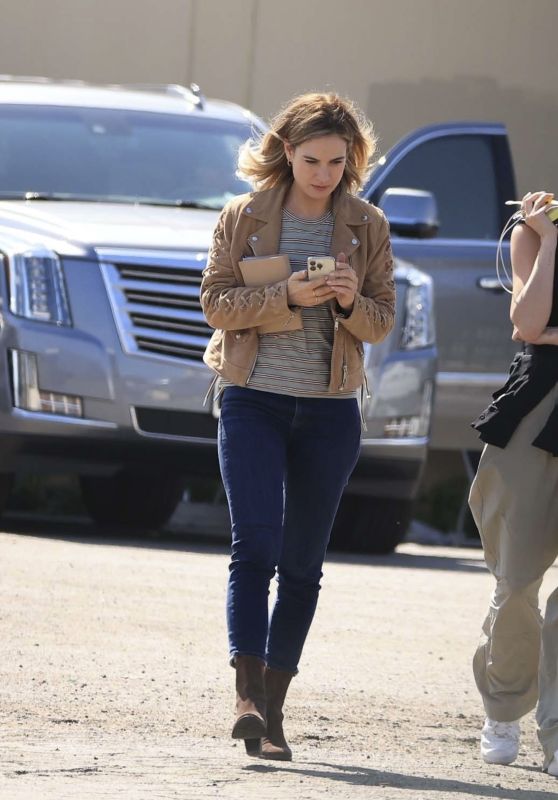 Lily James on Set in LA Continuing Her Work on the Film Swiped 06-10-2024