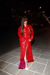 Rihanna in Red Heading to Dine at the Royal Monceau