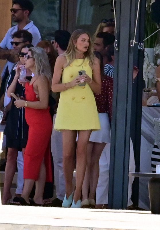 Romee Strijd in Yellow Dress at Balmain Party in Athens 06-08-2024