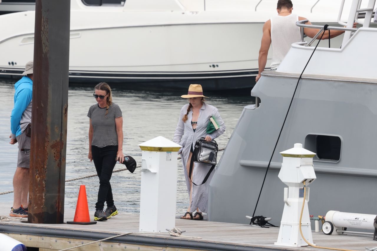 Amy Adams Filming on a Yacht 