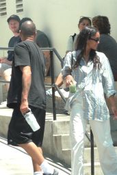 Laura Harrier and Fiancé Sam Jarou at All Time Restaurant in Los Angeles 07-15-2024