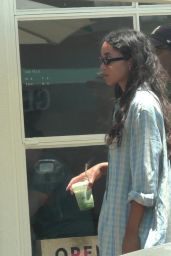 Laura Harrier and Fiancé Sam Jarou at All Time Restaurant in Los Angeles 07-15-2024