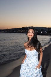 Nicole Scherzinger in a Blue Floral Midi Dress 07-04-2024