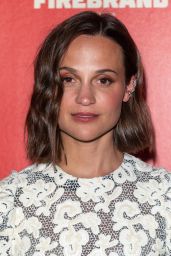 Alicia Vikander Stuns in Lace and Leather at Firebrand Photocall