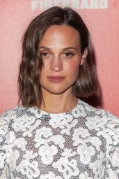 Alicia Vikander Stuns in Lace and Leather at Firebrand Photocall