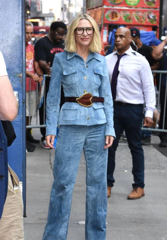 Cate Blanchett Stuns in Bold Blue Suit and Heart-Adorned Belt on Good ...