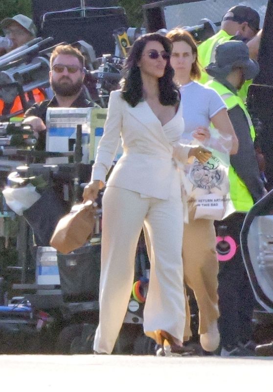 American media personality, businesswoman, and socialite Kim Kardashian stunned onlookers as she made a stylish exit from a Ferrari on the set of her new project "All