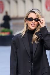 Ashley Roberts Looks Sensational in Black Blazer and Trousers with Wavy Hair in London 10-17-2024