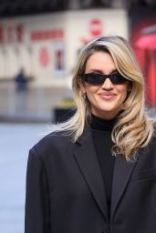 Ashley Roberts Looks Sensational in Black Blazer and Trousers with Wavy Hair in London 10-17-2024