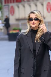 Ashley Roberts Looks Sensational in Black Blazer and Trousers with Wavy Hair in London 10-17-2024
