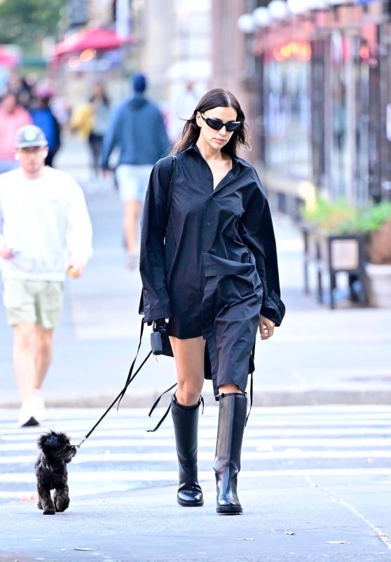 Irina Shayk Dons Sleek Black in NYC Dog Walk [10-22-2024]