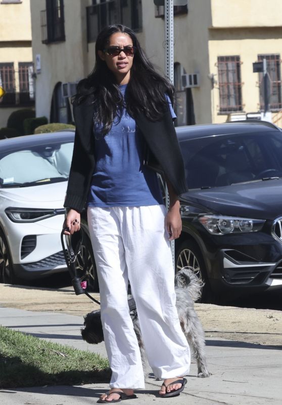 Laura Harrier Takes a Stroll with Boyfriend and Dog After Lunch [10-22-2024]