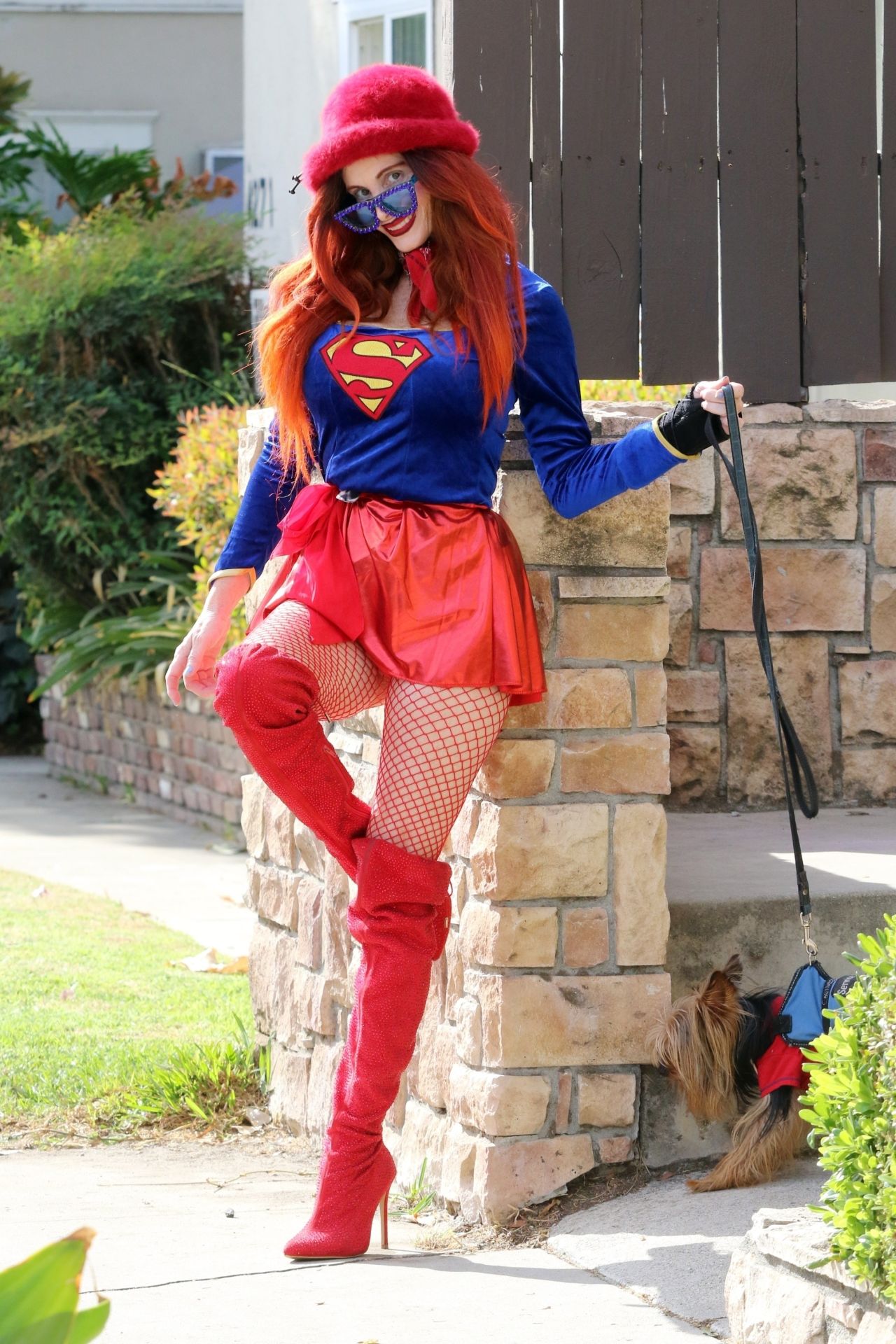 Phoebe Price and Pup Parade in Supergirl Costume Actress Flaunts Sexy