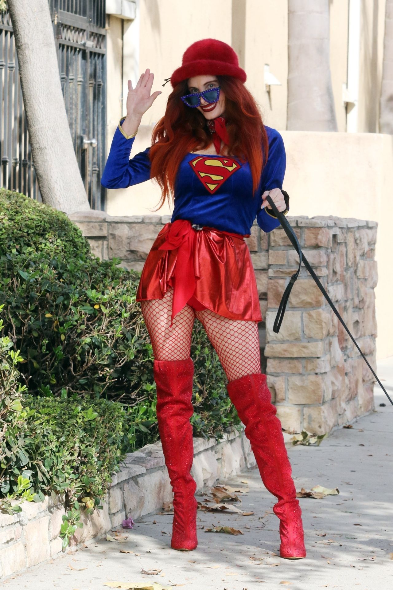 Phoebe Price and Pup Parade in Supergirl Costume Actress Flaunts Sexy