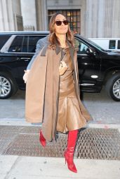 Zoe Saldana Stuns in Chic Leather Outfit on NYC Streets (10-15-2024)