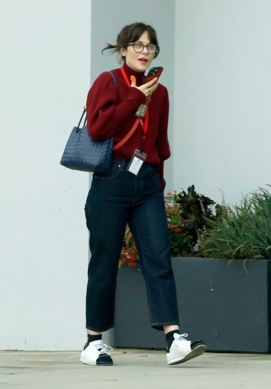 Zooey Deschanel Spotted in Red Sweater & Jeans After LA Meeting 10-21-2024