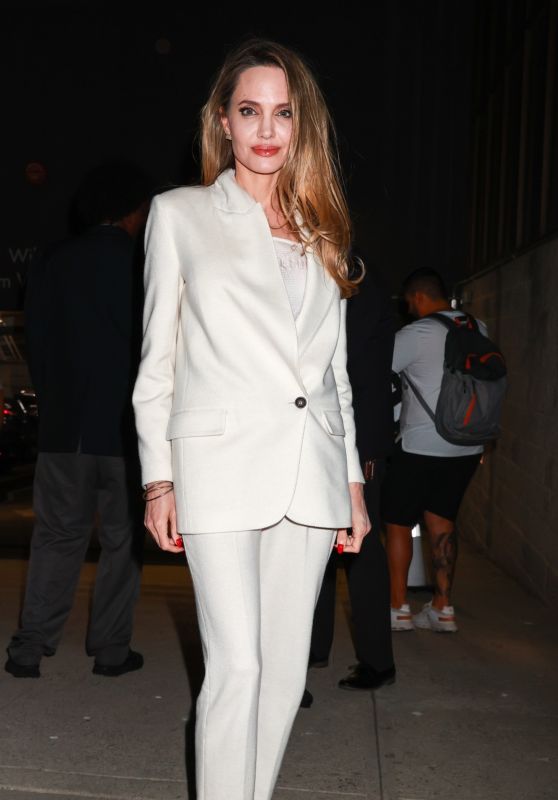 Angelina Jolie Masters Minimalist Elegance in Pristine White Power Suit for 