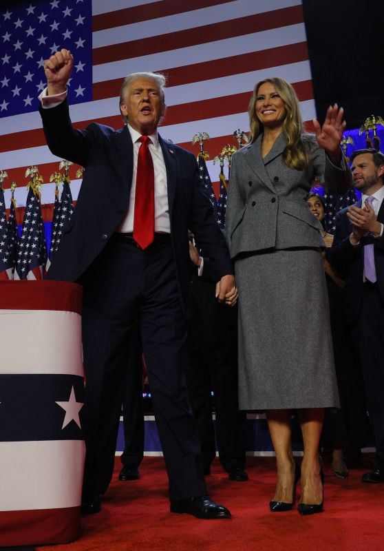 Melana Trump and Husband Attend Election Night Event in Palm Beach [11-06-2024]