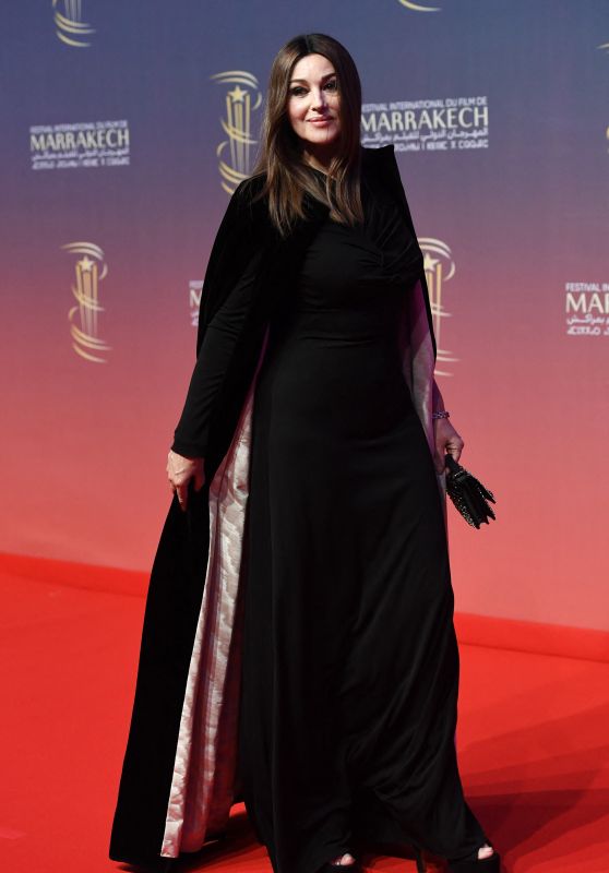 Monica Bellucci Stuns in Velvet Cape Dress at Marrakech Film Festival