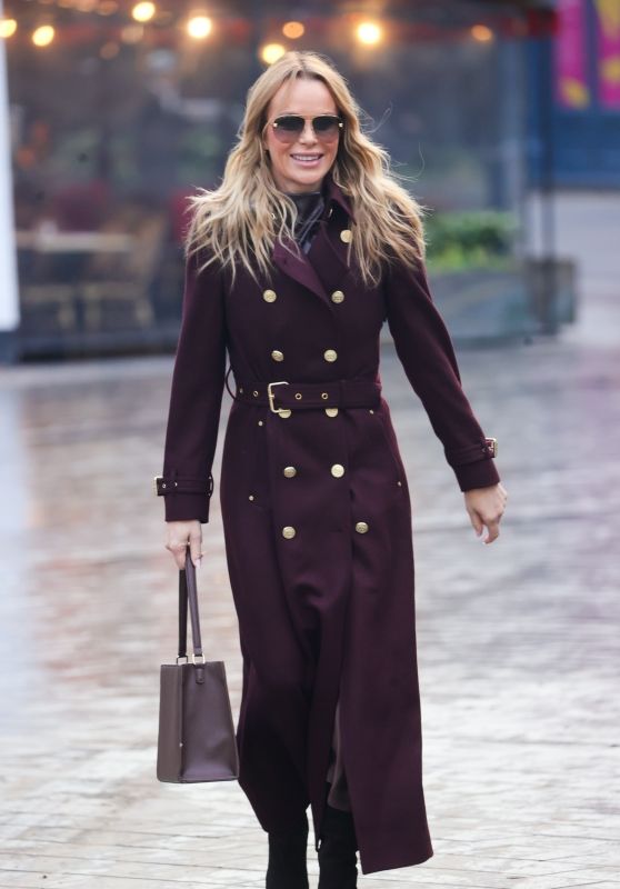 Amanda Holden Looks Chic in Burgundy Coat at Heart Radio 01.14.2025