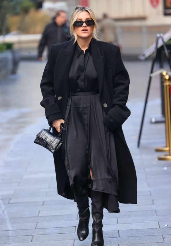 Ashley Roberts makes a stylish appearance wearing a black dress at Heart radio 14.01.2025