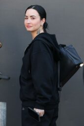 Demi Lovato Rocks Edgy All-Black Look Heading to Studio 01 28 2025