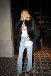 Elsa Hosk Wears Vintage Chic at Costes Paris Evening 01 28 2025