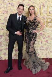 Georgina Chapman and Adrien Brody at Golden Globes 2025