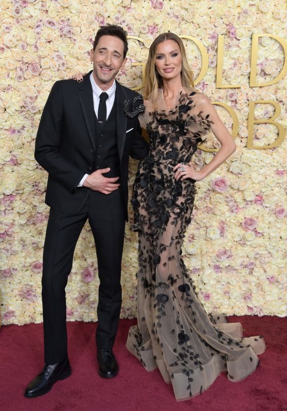 Georgina Chapman and Adrien Brody at Golden Globes 2025