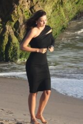 Miranda Kerr in Sleek Black Dress at Malibu Beach Photoshoot 01 30 2025