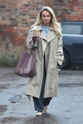 Molly-Mae Hague Stylish in Long Trench Coat Leaving Office with Gail