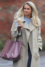 Molly-Mae Hague Stylish in Long Trench Coat Leaving Office with Gail