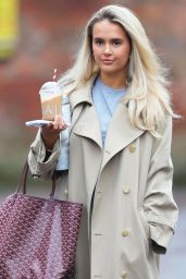 Molly-Mae Hague Stylish in Long Trench Coat Leaving Office with Gail