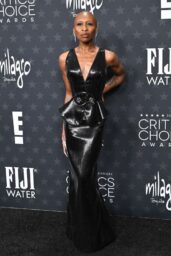 Cynthia Erivo in Armani Privé accessorized with Bucherer diamonds at the Critics Choice Awards