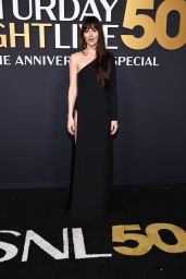 Dakota Johnson’s Gucci Gown Steals the Show at SNL 50