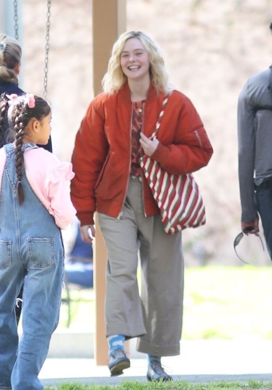 Elle Fanning on Set of 