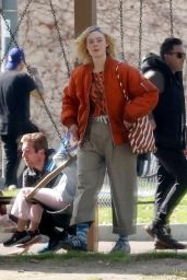 Elle Fanning on Set of 